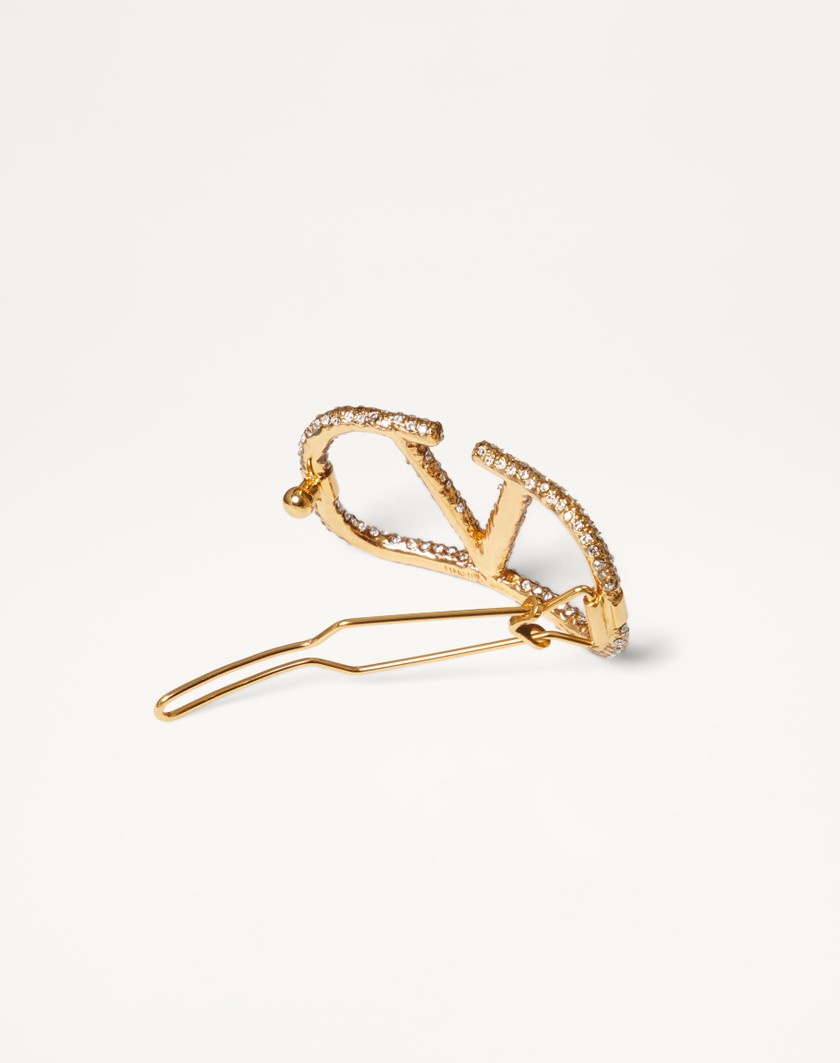 Valentino Handbags Fermaglio Per Capelli Vlogo Signature In Metallo E Cristalli Swarovski® per Donna in Oro | Valentino IT Saldi