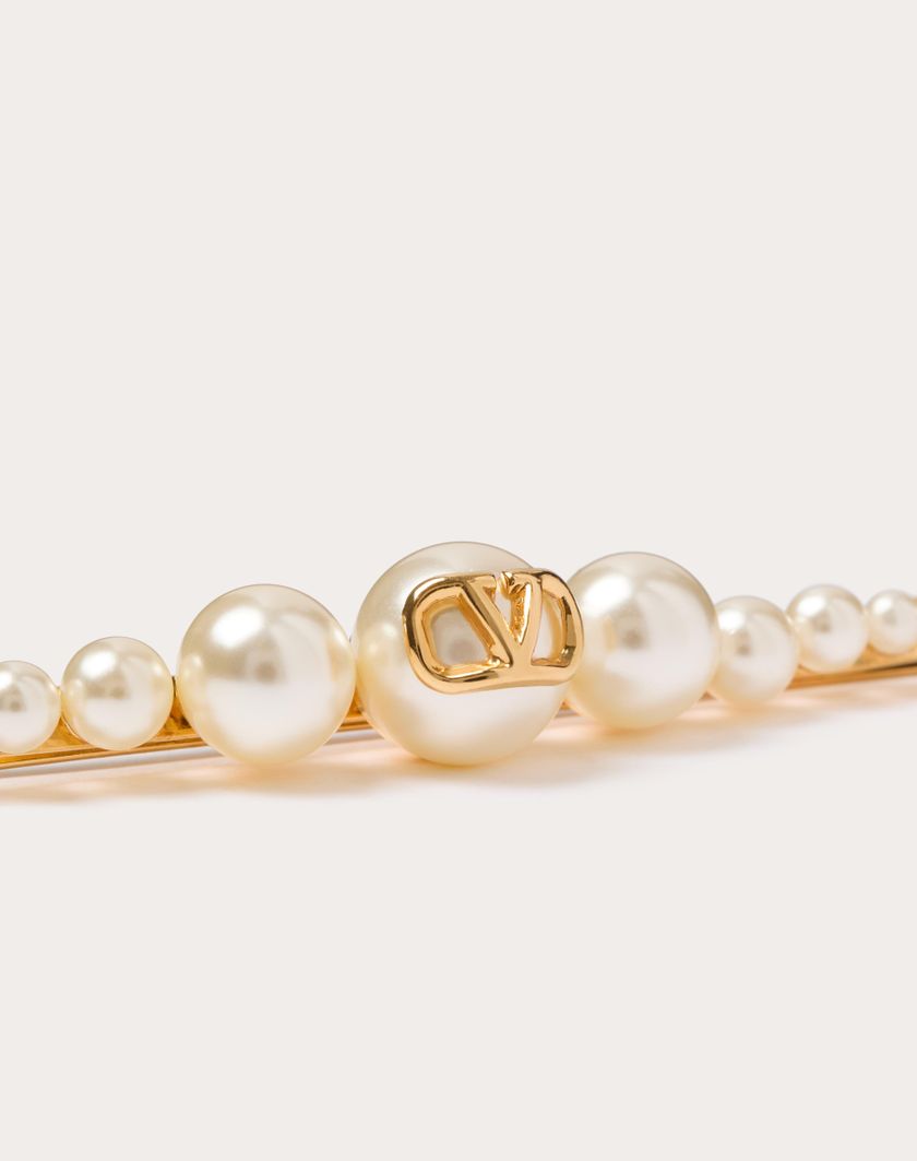 Valentino Handbags Fermaglio Per Capelli Vlogo Signature In Metallo E Perle per Donna in Oro | Valentino IT Vendite Flash