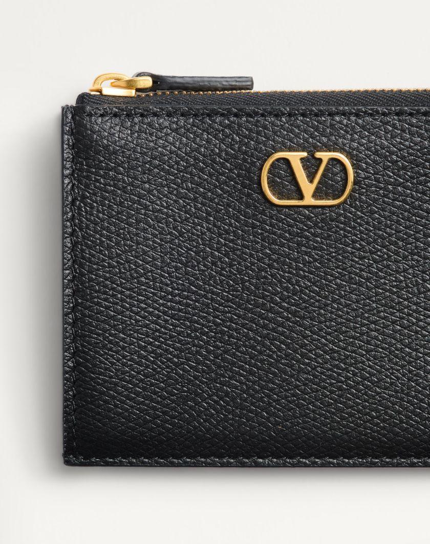 Valentino Handbags Portacarte Vlogo Signature In Vitello Granato per Donna in Nero | Valentino IT Spedizione gratuita