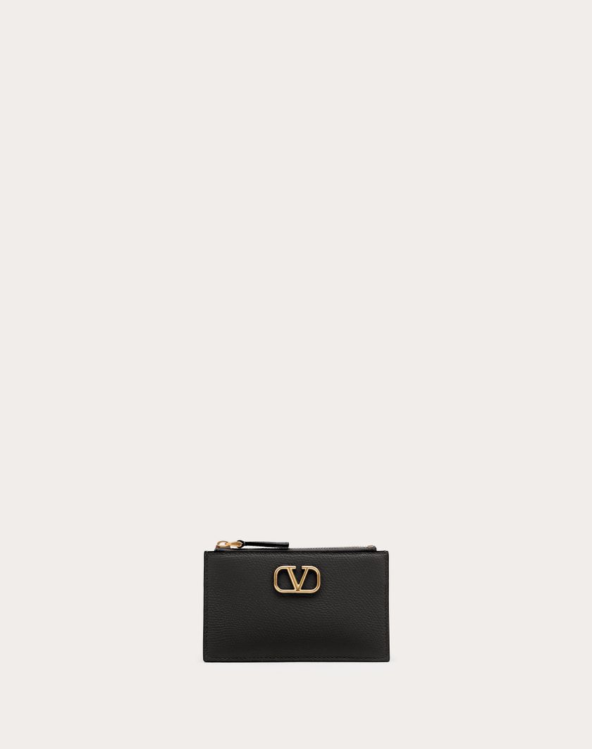Valentino Handbags Portacarte Vlogo Signature In Vitello Granato per Donna in Nero | Valentino IT Prezzo di fabbrica