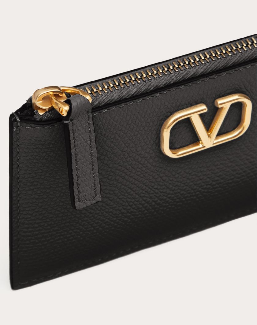 Valentino Handbags Portacarte Vlogo Signature In Vitello Granato per Donna in Nero | Valentino IT Prezzo di fabbrica