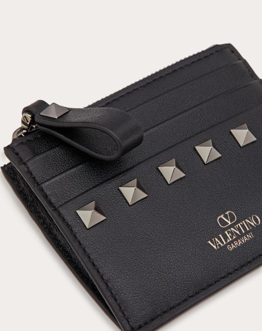 Valentino Handbags Portacarte Rockstud In Vitello Con Zip per Donna in Nero | Valentino IT Fornitura limitata