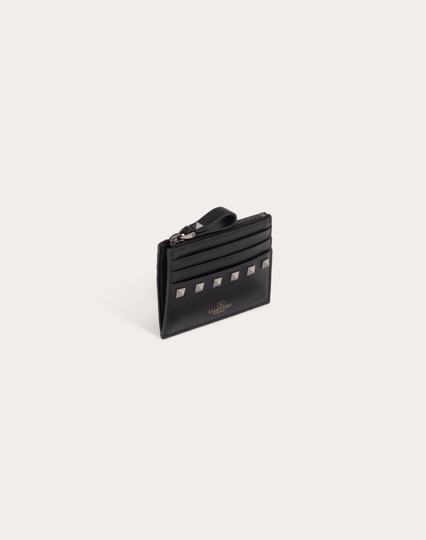 Valentino Handbags Portacarte Rockstud In Vitello Con Zip per Donna in Nero | Valentino IT Fornitura limitata