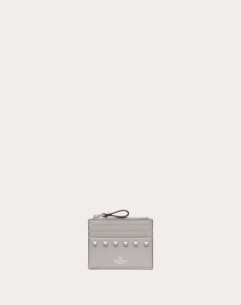 Valentino Handbags Portacarte Rockstud In Vitello Granato Con Zip per Donna in Grigio | Valentino IT Shopping online