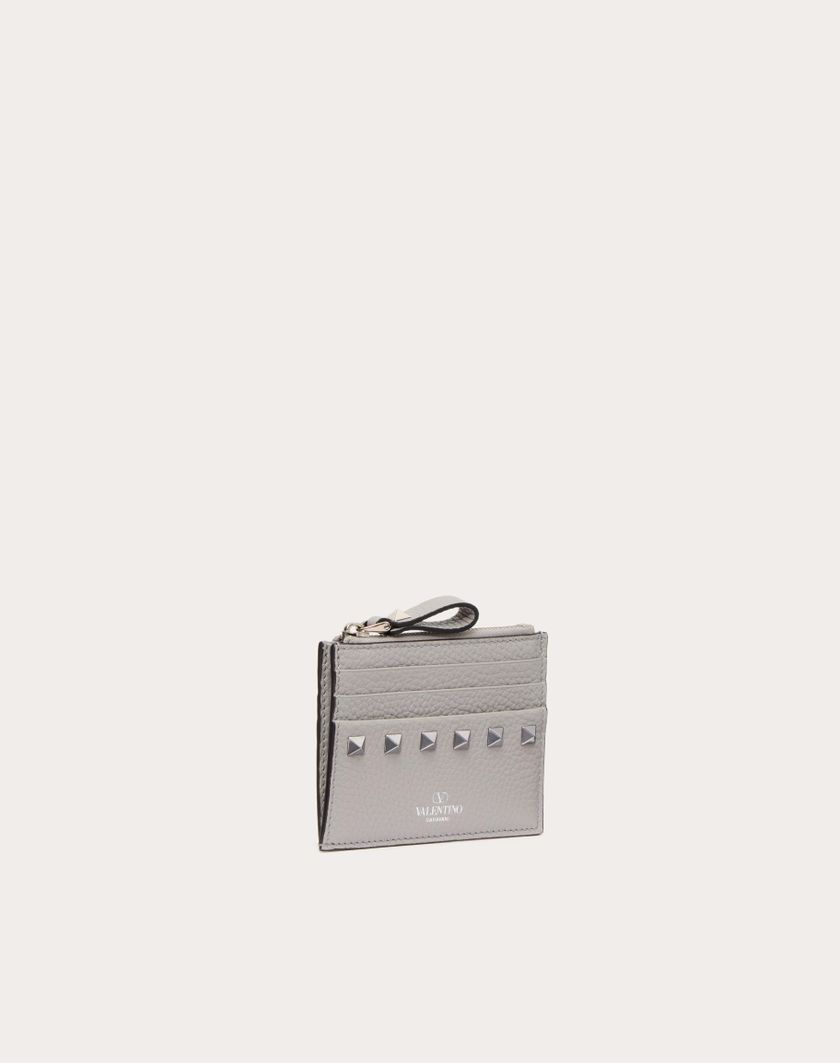 Valentino Handbags Portacarte Rockstud In Vitello Granato Con Zip per Donna in Grigio | Valentino IT Shopping online