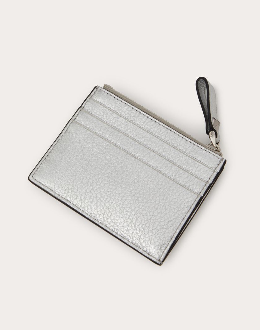 Valentino Handbags Portacarte Con Zip Rockstud In Vitello Granato Metallizzato per Donna in Argento | Valentino IT Offerta natalizia