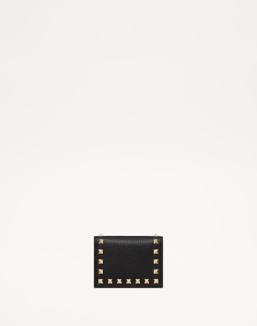 Valentino Handbags Portafoglio Piccolo Rockstud In Vitello Granato per Donna in Nero | Valentino IT