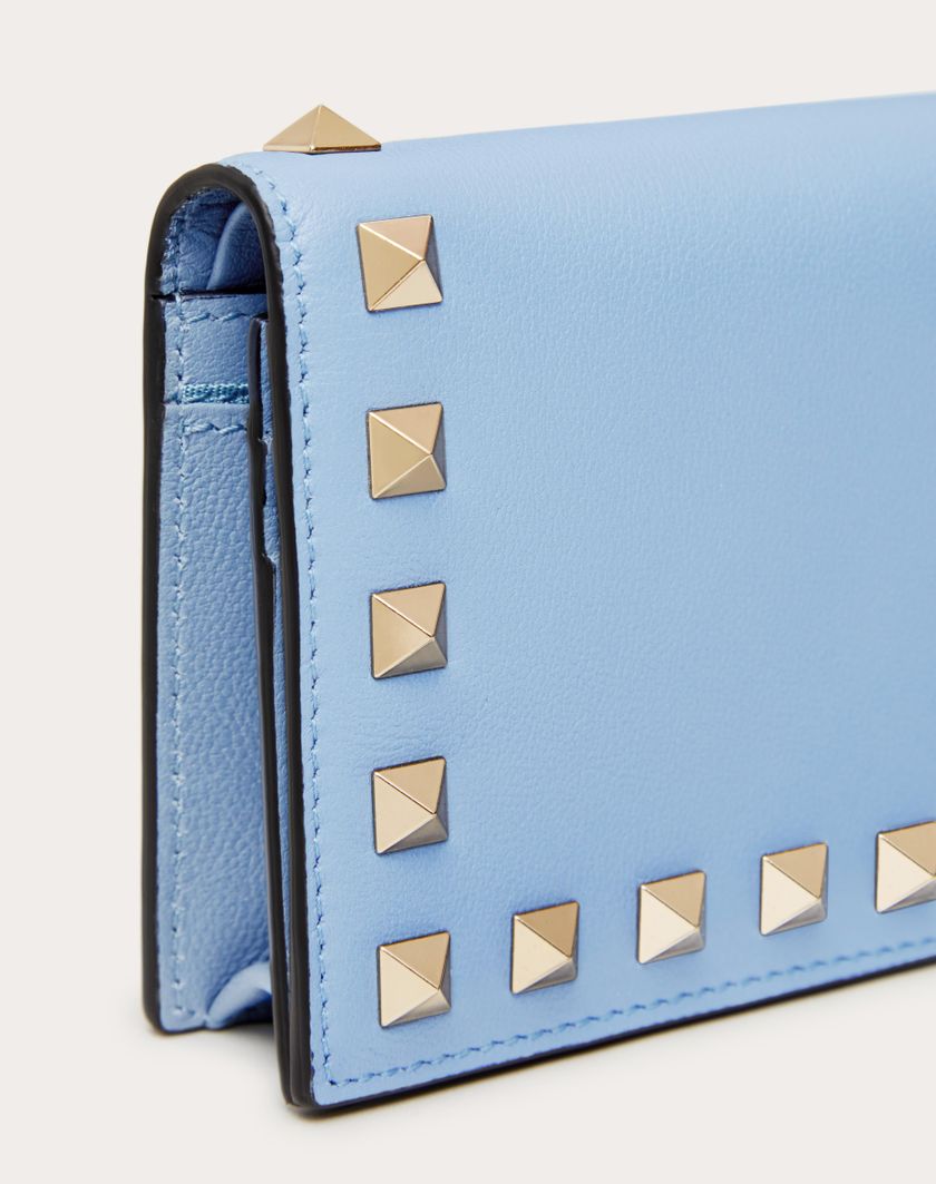 Valentino Handbags Portafoglio Piccolo Rockstud In Vitello per Donna in Azzurro | Valentino IT Offerta Anniversario