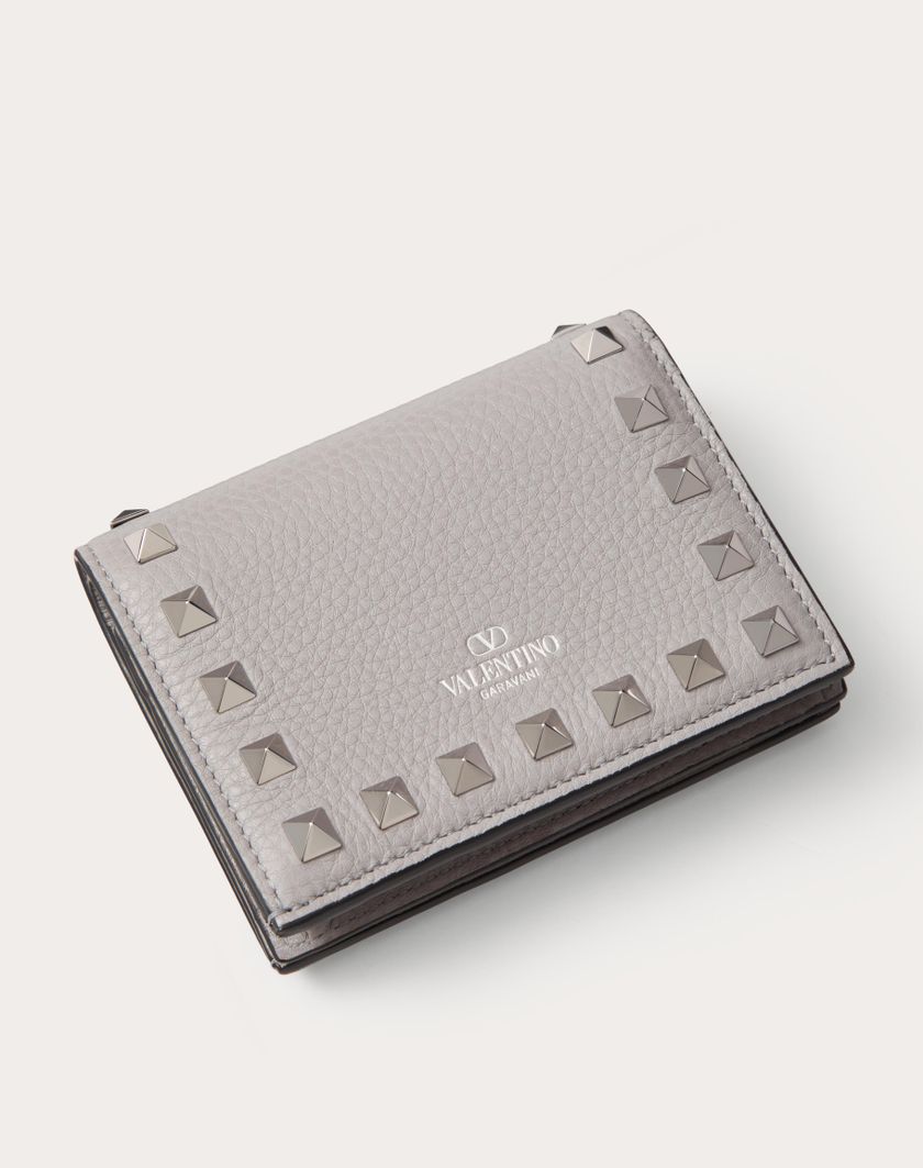 Valentino Handbags Portafoglio Piccolo Rockstud In Vitello Granato per Donna in Grigio | Valentino IT Smaltimento dello stoccaggio
