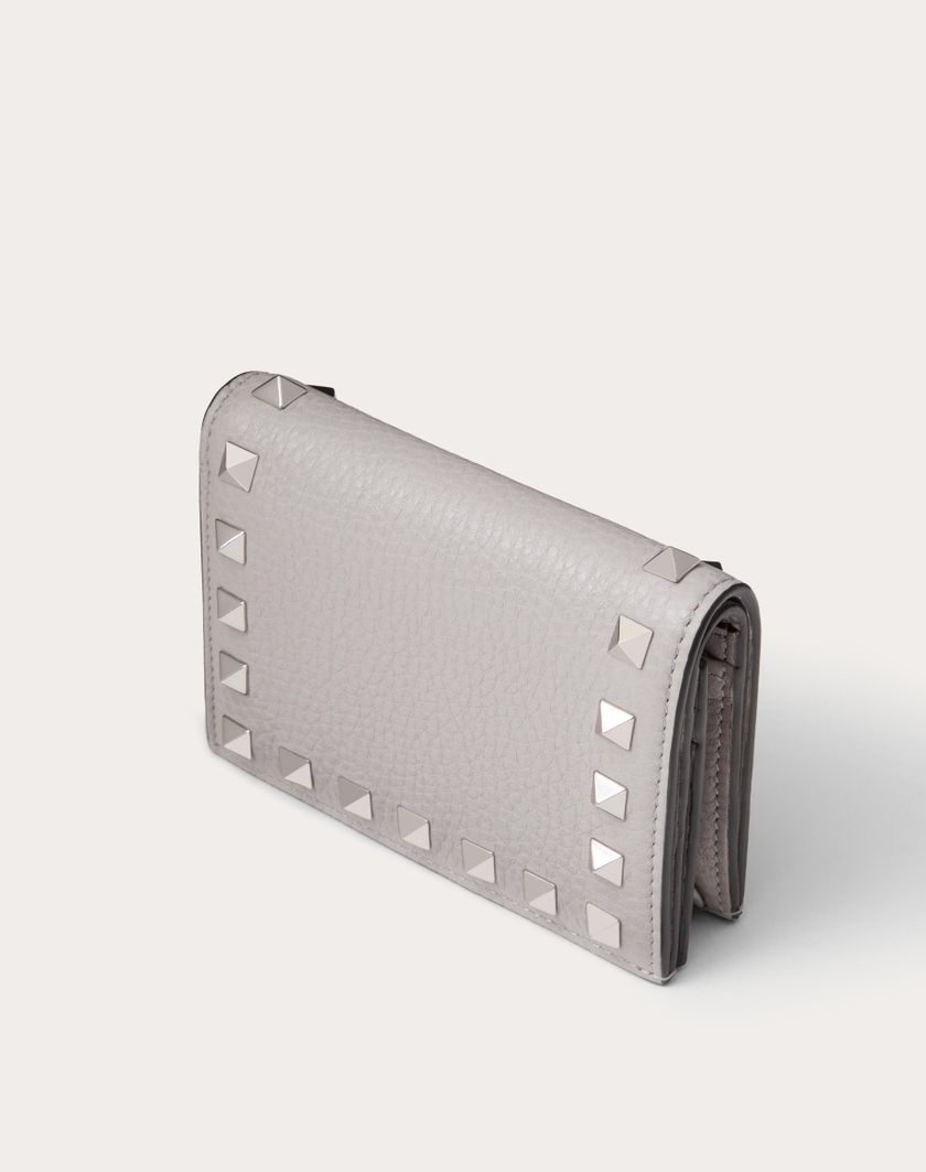 Valentino Handbags Portafoglio Piccolo Rockstud In Vitello Granato per Donna in Grigio | Valentino IT Smaltimento dello stoccaggio
