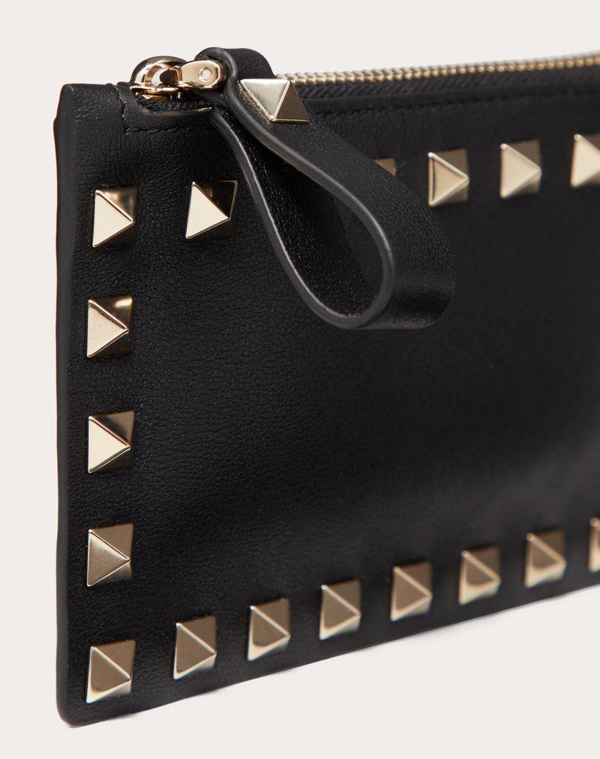 Valentino Handbags Portacarte Con Zip Rockstud In Vitello per Donna in Poudre | Valentino IT Offerte esclusive