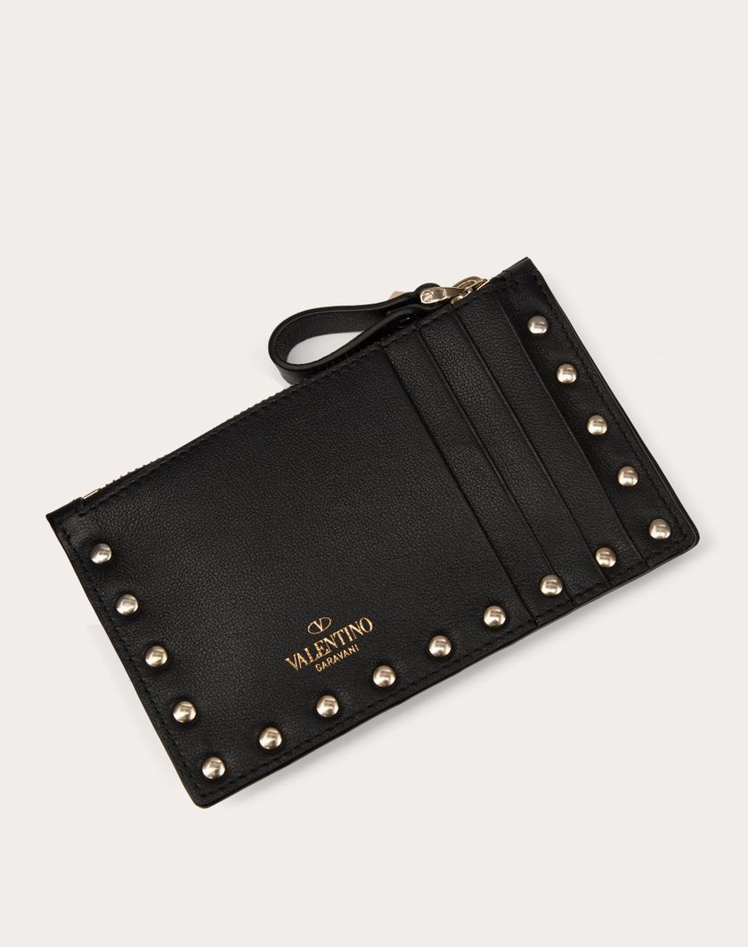 Valentino Handbags Portacarte Con Zip Rockstud In Vitello per Donna in Poudre | Valentino IT Offerte esclusive