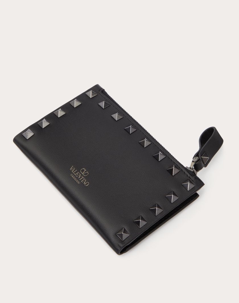 Valentino Handbags Portacarte Con Zip Rockstud In Vitello per Donna in Nero | Valentino IT Lightning offer