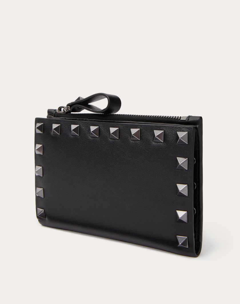 Valentino Handbags Portacarte Con Zip Rockstud In Vitello per Donna in Nero | Valentino IT Lightning offer