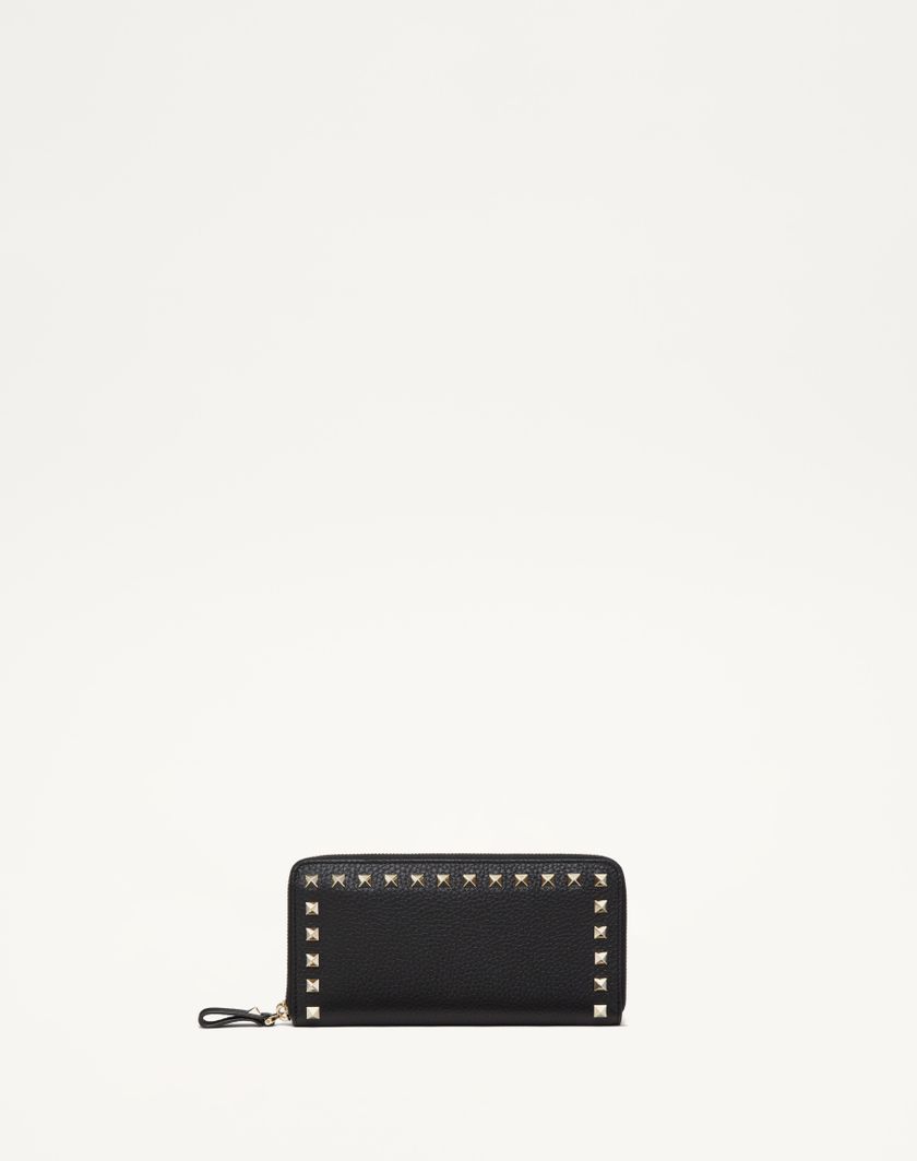 Valentino Handbags Portafoglio Con Zip Rockstud In Vitello Granato per Donna in Nero | Valentino IT