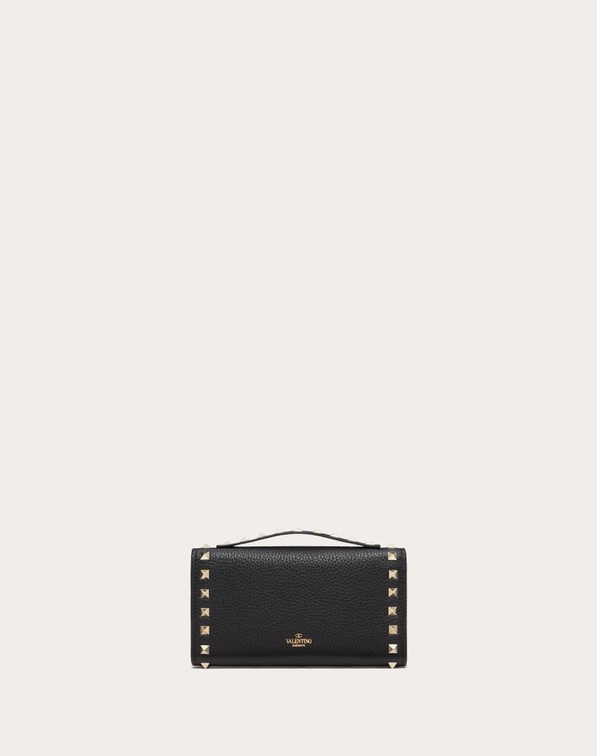 Valentino Handbags Portafoglio Con Catena Rockstud In Vitello Granato per Donna in Poudre | Valentino IT Bestseller