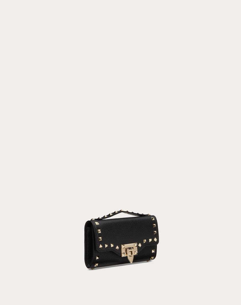 Valentino Handbags Portafoglio Con Catena Rockstud In Vitello Granato per Donna in Nero | Valentino IT Offerte stagionali