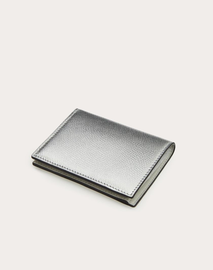 Valentino Handbags Portafoglio Compatto Vlogo Signature In Vitello Granato Metallizzato per Donna in Argento | Valentino IT Offerte speciali