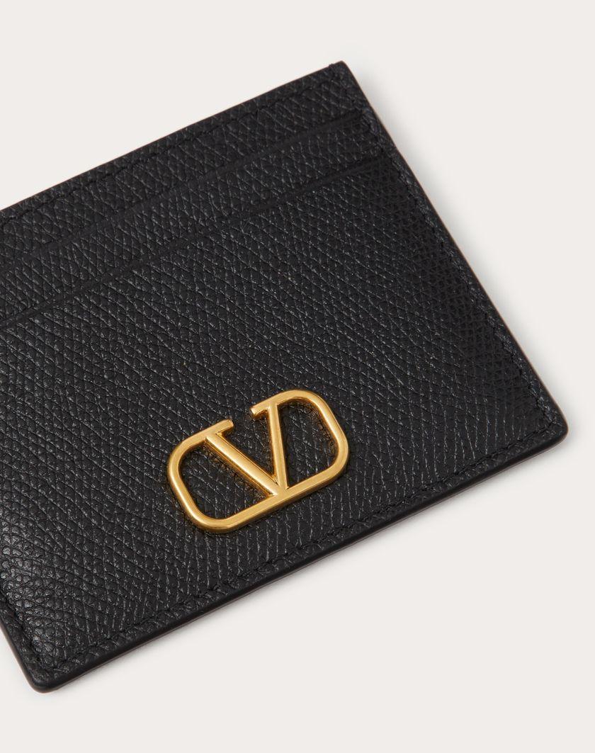 Valentino Handbags Portacarte Vlogo Signature In Vitello Granato per Donna in Nero | Valentino IT Sconti VIP