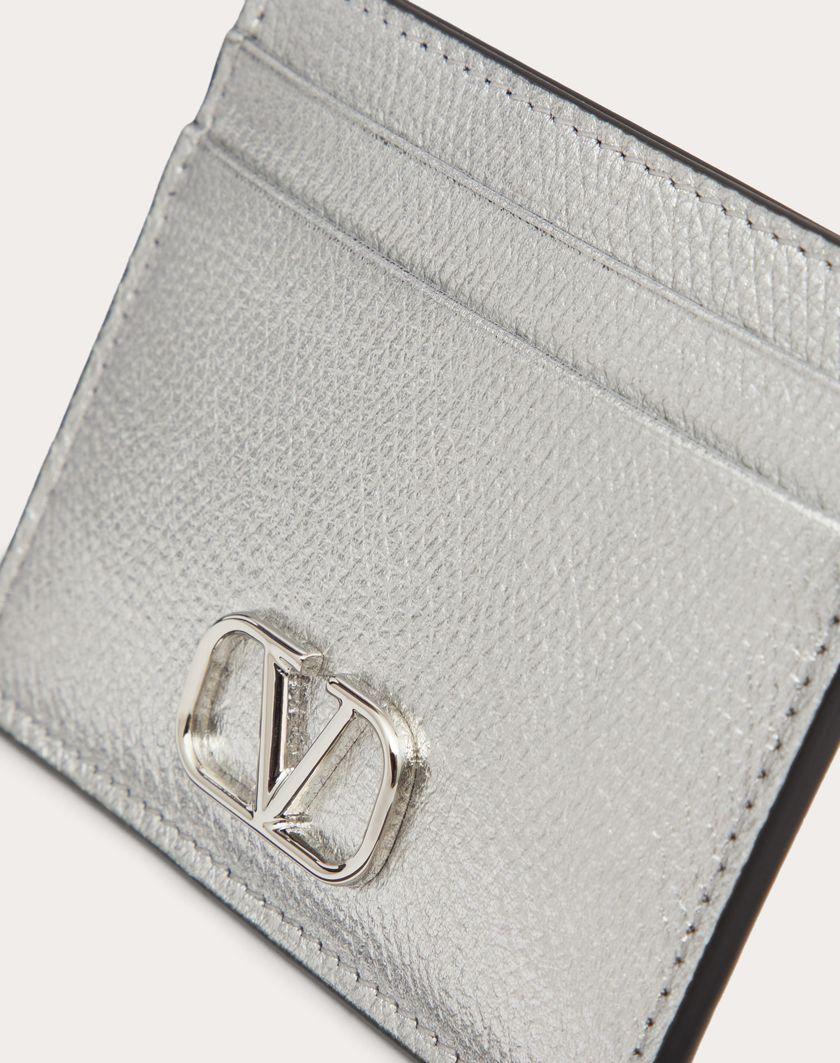 Valentino Handbags Portacarte Vlogo Signature In Vitello Granato Metallizzato per Donna in Argento | Valentino IT Prezzo basso