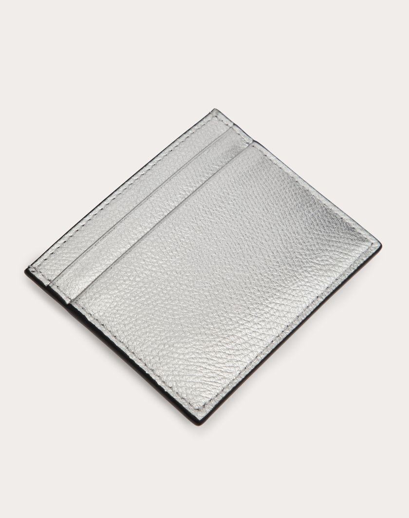 Valentino Handbags Portacarte Vlogo Signature In Vitello Granato Metallizzato per Donna in Argento | Valentino IT Prezzo basso