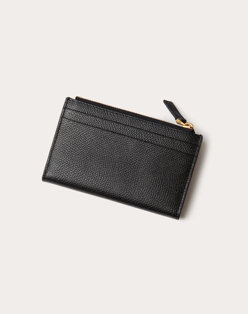 Valentino Handbags Portacarte Vlogo Signature In Vitello Granato Con Zip per Donna in Nero | Valentino IT Super Saving Price