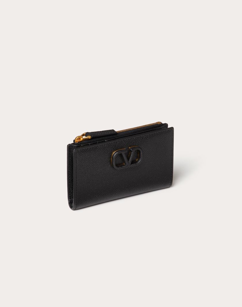 Valentino Handbags Portacarte Vlogo Signature In Vitello Granato Con Zip per Donna in Nero | Valentino IT Super Saving Price