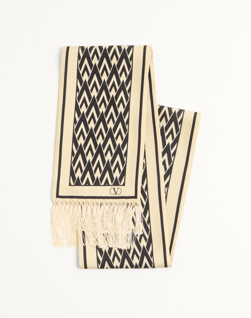 Valentino Handbags Scarf Bandeaux Toute La V In Seta per Donna in Avorio/nero | Valentino IT Latest stili