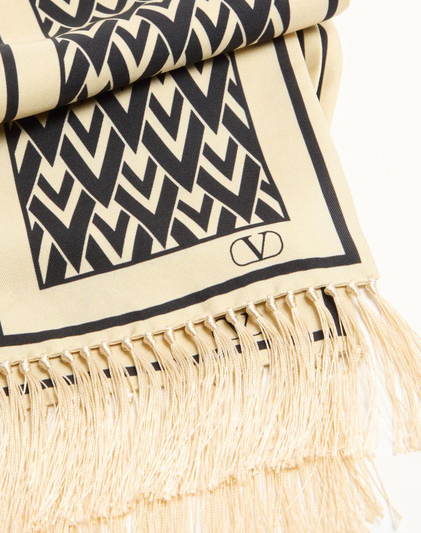 Valentino Handbags Scarf Bandeaux Toute La V In Seta per Donna in Avorio/nero | Valentino IT Latest stili