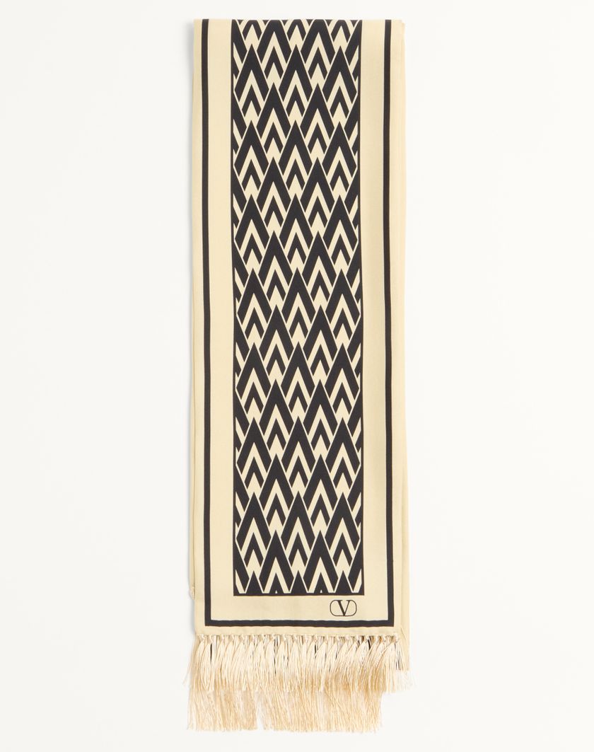 Valentino Handbags Scarf Bandeaux Toute La V In Seta per Donna in Avorio/nero | Valentino IT Latest stili