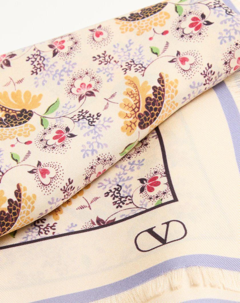 Valentino Handbags Foulard Papier Floral In Seta per Donna in Lilla | Valentino IT Ultimo giorno