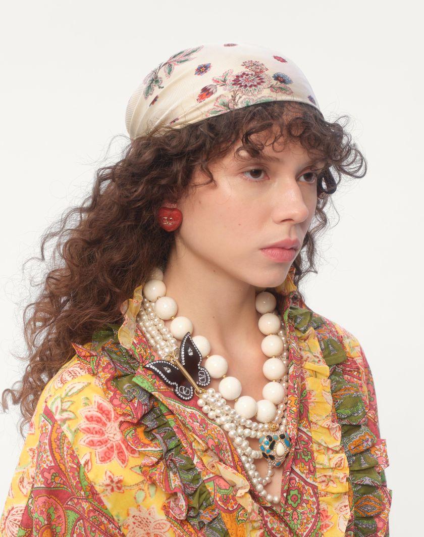 Valentino Handbags Foulard Papier Floral In Seta per Donna in Avorio/marrone | Valentino IT Promozione temporanea