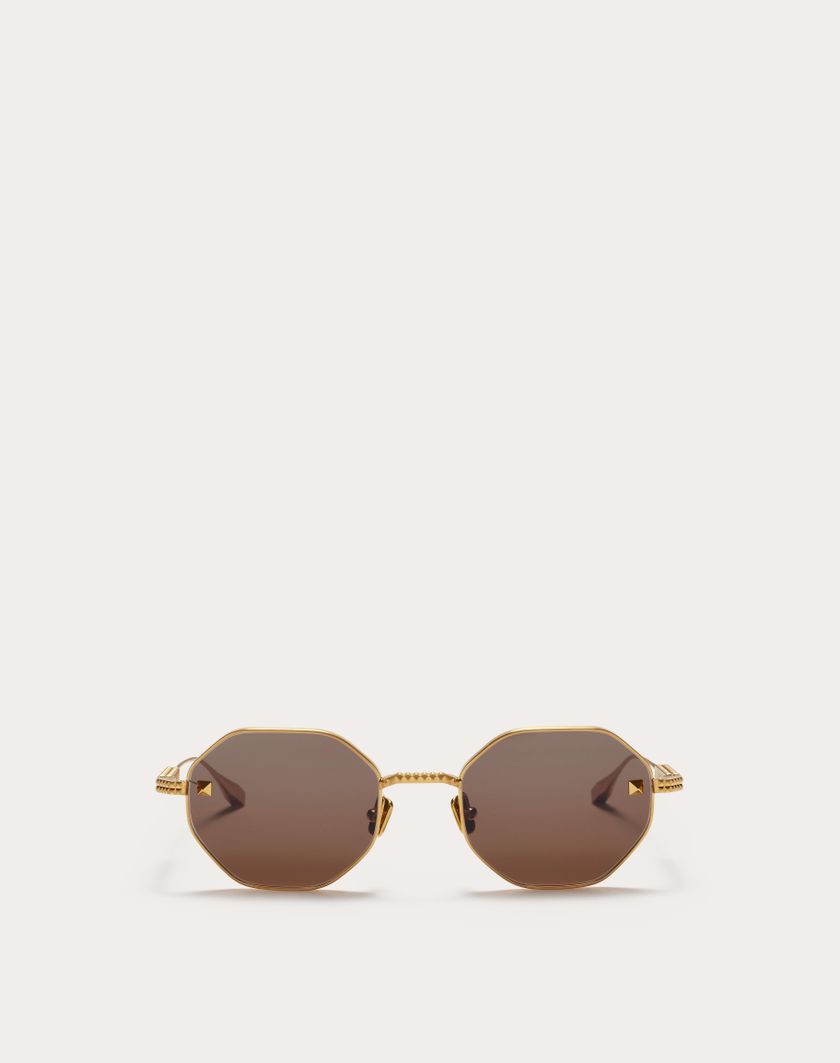 Valentino Handbags V-stud Occhiale Esagonale In Titanio in Marrone | Valentino IT Fino al 65% di sconto