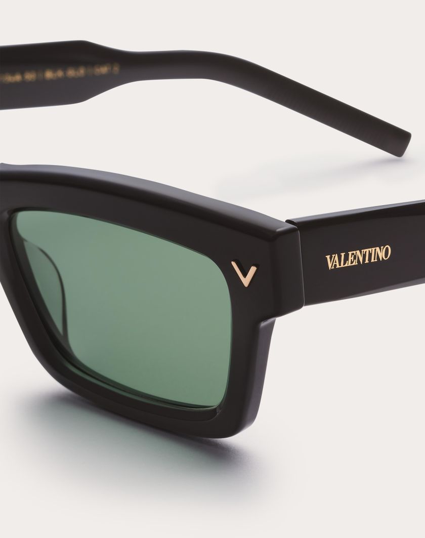 Valentino Handbags V-sharp Occhiale Rettangolare In Acetato in Verde Scuro | Valentino IT Discount Store per i nuovi prodotti